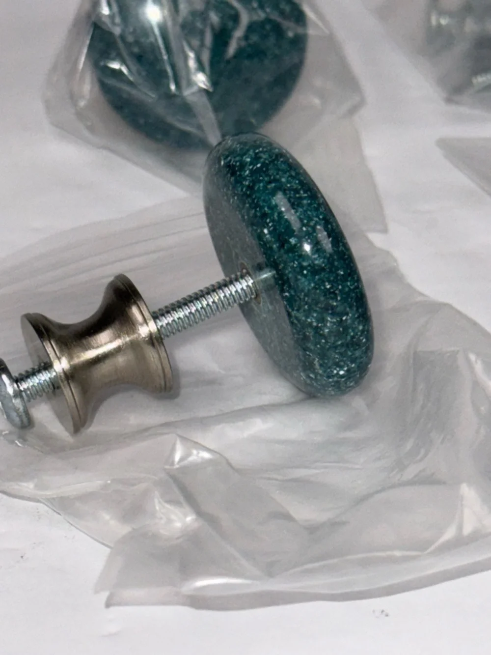 Set of 5 various Drawer Pulls - Blue/Green - New